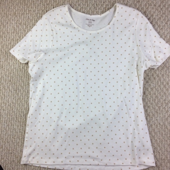 White Stag white with tan dots 16-18 cotton top - Picture 1 of 3